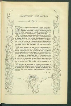 Dos hermosas producciones de Nervo