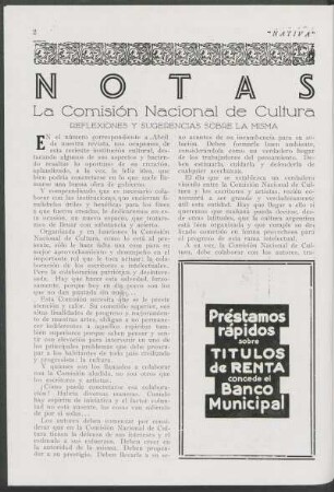 Notas - La Comisión Nacional de Cultura