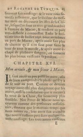 Chapitre XVI. Mon arrivée, & mon séjour á Macao