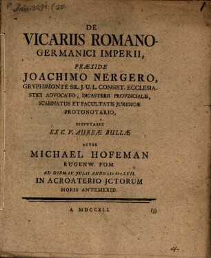 De vicariis Romano-Germanici Imperii