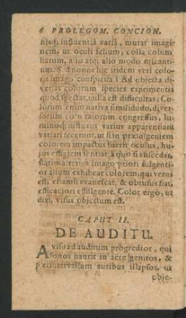 Caput II. De Auditu.