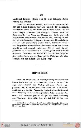 Zweiter Teil: Alte Formeln und neues Sehen (1400-1430), Mittelrhein