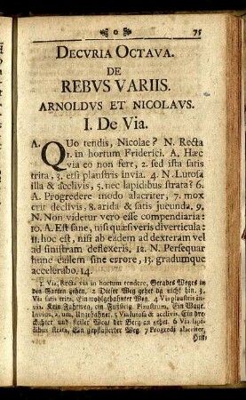 Decuria Octava. De Rebus Variis.