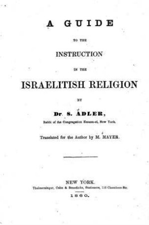 Leitfaden für den israelitischen Religionsunterricht / von S. Adler