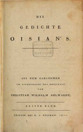 Die Gedichte Oisian's. 1