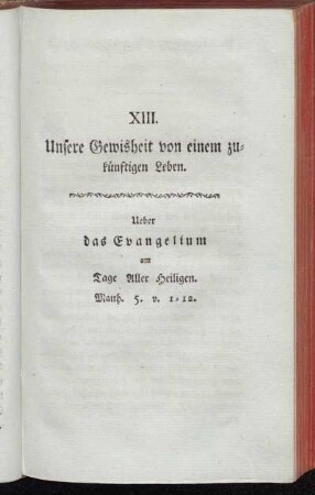 XIII. Unsere Gewisheit von einem zukünftigen Leben. [...]