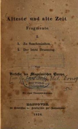 Älteste und alte Zeit : Fragmente, 1.. Zu Sanchoniathon