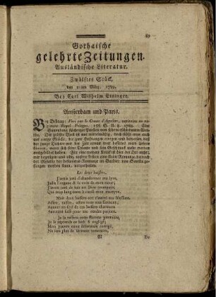 Zwölftes Stück, den 21ten März, 1789.