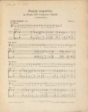 Psalmi vespertini : (in Falsobordone) ; pro festo S.S. corporis Christi ; (Frohnleichnamsvesper)
