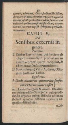 Caput. V. De Sensibus externis in genere