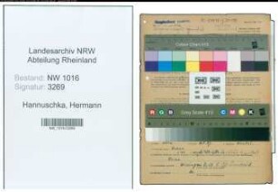 Entnazifizierung Hermann Hannuschka , geb. 21.12.1895 (Zollinspektor)