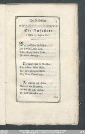 Die Ruhestatt. (Nach der vierten Ode.)