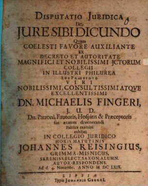 Disp. iur. de iure sibi dicundo
