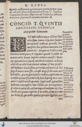 Concio Titi Quintii Capitolini Consulis ad populum Romanum