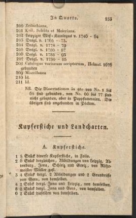 Kupferstiche und Landcharten.