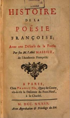 Histoire de la poësie Française