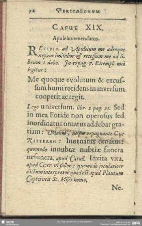 Caput XIX. Apuleius emendatus