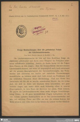 Einige Beobachtungen über die gefiederten Feinde der Lärchenminiermotte