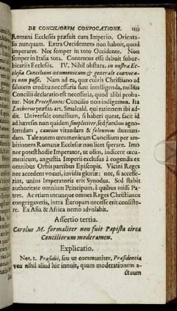 Assertio tertia. [...] circa Conciliorum moderamen.