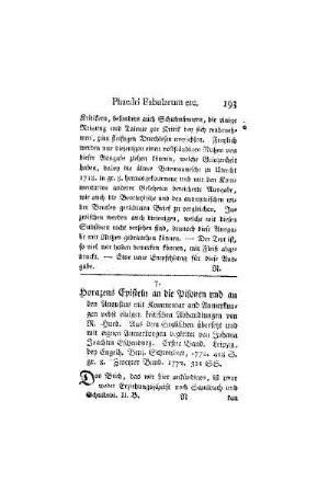Horazens Episteln an die Pisonen und an den Augustus mit Kommentar und Anmerkungen nebst einigen kritischen Abhandlungen von R. Hurd. Aus dem Englischen übersetzt und mit eignen Anmerkungen begleitet von Johann Joachim Eschburg. Erster Band. Leipzig, bey Engelh. Benj. Schwickert, 1772. 418 S. gr.8. Zweyter Band. 1772. 321 SS.