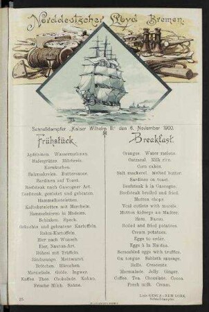 Frühstück auf der "Kaiser Wilhelm II."