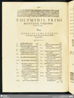 Disputatio Vigesimatertia, De Condictione Ex Lege triticiaria, quod certo loco & de constituta pecunia
