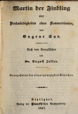 Martin, der Findling oder Denkwürdigkeiten eines Kammerdieners. 19/21