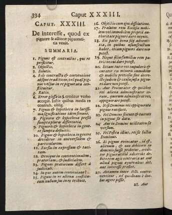 334-344, Caput XXXIII. De interesse, quod ex pignore & actione pignoratitia venit.