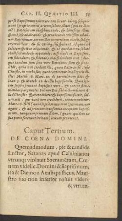 Caput Tertium. De Coena Domini.