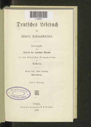 T. 4, Abt. 1: Unter-Tertia