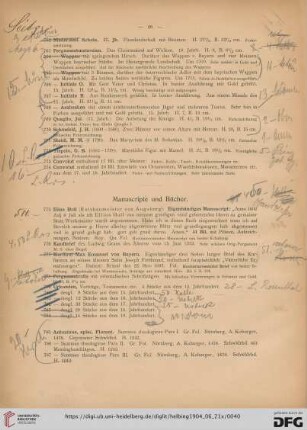 Manuscripte und Bücher (Nr. 775-844)
