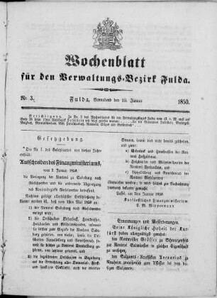 Nr. 3, Ausgabe vom 19. Januar 1850