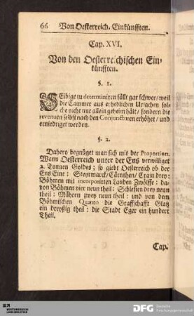 Cap. XVI. Von den Oesterreichischen Einkuenfften