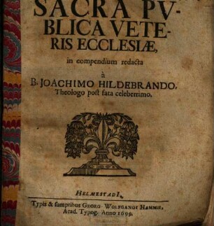 Sacra Publica Veteris Ecclesiae