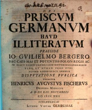 Priscum Germanum haud illiteratum
