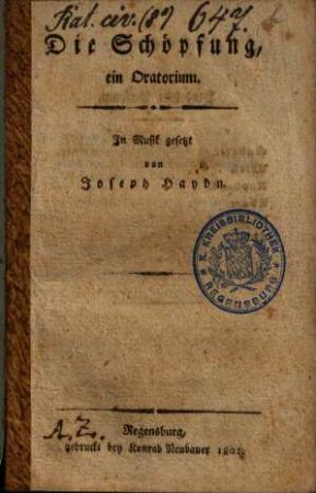 Die Schöpfung : ein Oratorium