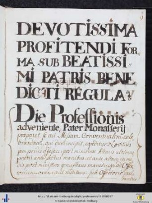 Devotissima Profitendi Forma sub Beatissimi Patris Benedicti Regula