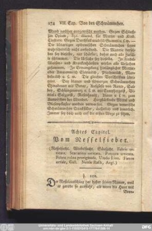 Achtes Capitel. Vom Nesselfieber.
