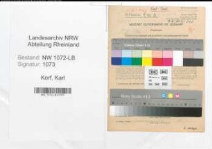 Entnazifizierung Karl Korf , geb. 28.04.1912 (Justizbeamter)