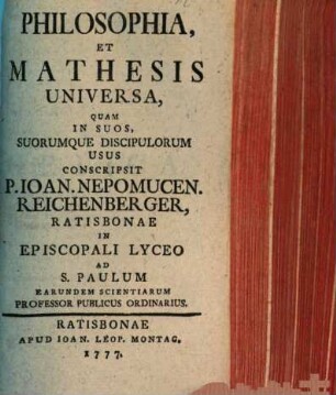 Cursus Biennalis Philosophiae Et Matheseos Universae. [12], [Getica]