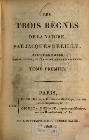 Les trois règnes de la nature, 1