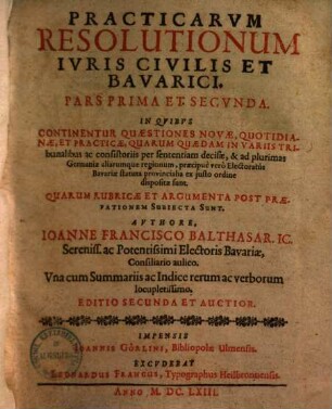 Practicarum resolutionum juris civilis et Bavarici pars ..., 3/4