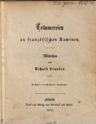 Träumereien an französischen Kaminen : Märchen