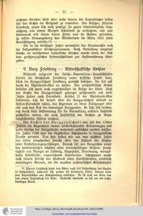 Burg Friedberg. Ritterschaftliche Archive + Deutschordens- und Johanniterarchive + Ablieferungen aus standesherrschaftlichen Archiven