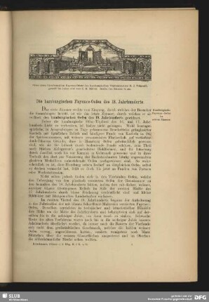 Die hamburgischen Fayence-Oefen des 18. Jahrhunderts
