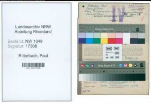 Entnazifizierung Paul Ritterbach , geb. 16.04.1897 (Lokfuehrer)