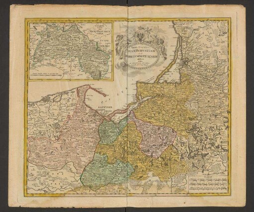 Tabula Geographica, Totam Borussiam ut et Districtum Notecensem exhibens : Cum Privil. S. Caes. Maiest. ; [mit 1 Nebenkarte:] Charte welche den Netz District vorstellet