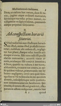 II. Ad conspectum horarii scioterici