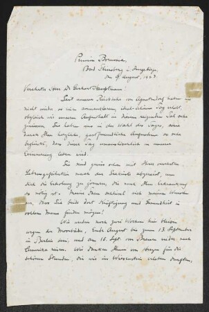 Brief von Albert Bernhard Faust an Gerhart Hauptmann