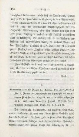 496-506 [Rezension] Keil, Carl Friedrich, Commentar über die Bücher der Könige